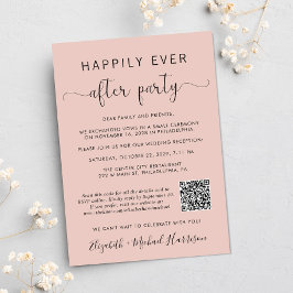 Invitación Elegante Código QR de Foto Rosa Rubor Recepción de