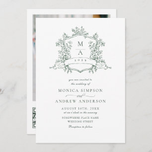 Invitación Elegante código QR de la Boda del Jardín Francés S