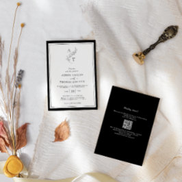 Invitación Elegante | Código QR de monograma clásico para bod