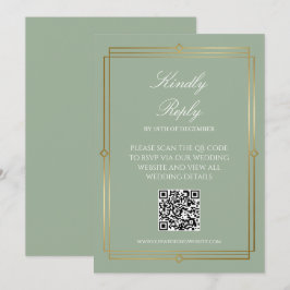 Invitación Elegante código QR de respuesta en verde salvia