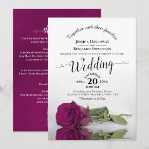 Invitación Elegante código QR de rosa magenta con caligrafía