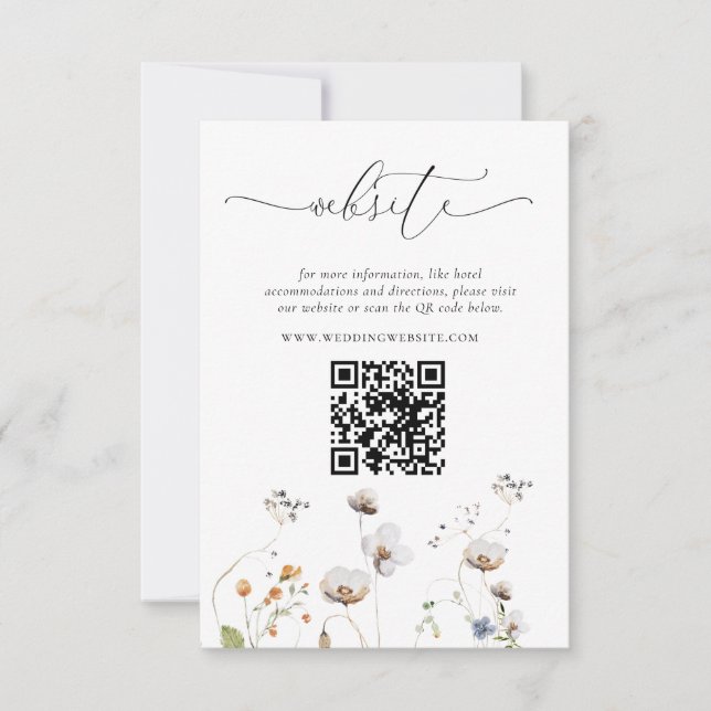 Invitación Elegante código QR del Boda de Flores Silvestres (Anverso)