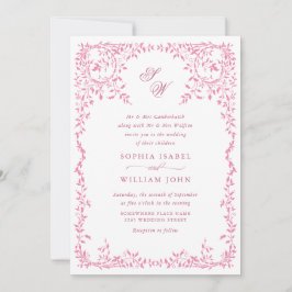 Invitación Elegante código QR del Boda del marco floral de la