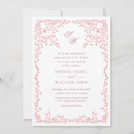 Invitación Elegante código QR del Boda del marco floral de la