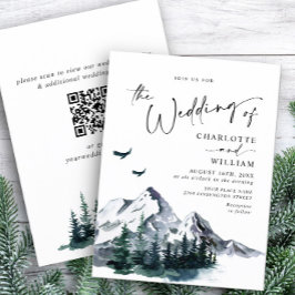 Invitación Elegante código QR del Boda Forestal de las Montañ