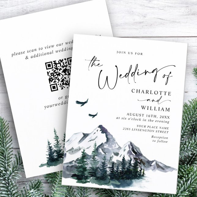 Invitación Elegante código QR del Boda Forestal de las Montañ (Subido por el creador)