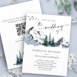 Invitación Elegante código QR del Boda Forestal de las Montañ