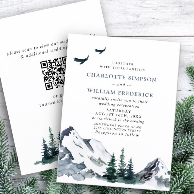 Invitación Elegante código QR del Boda Forestal de las Montañ (Subido por el creador)