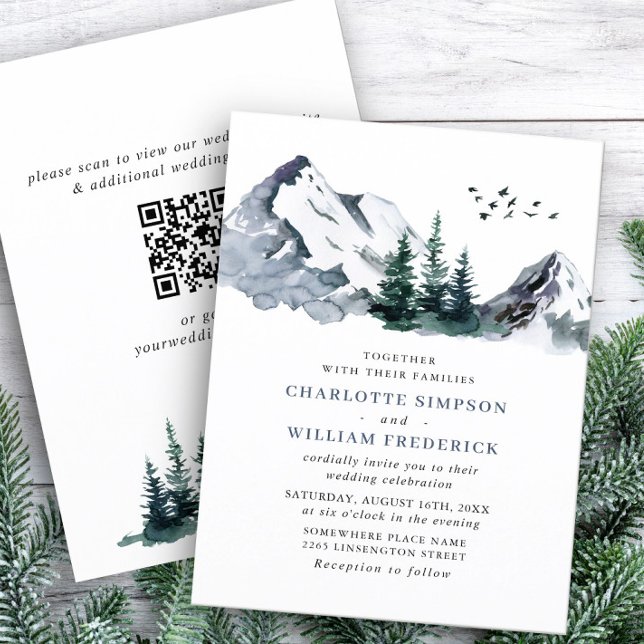 Invitación Elegante código QR del Boda Forestal de las Montañ (Subido por el creador)