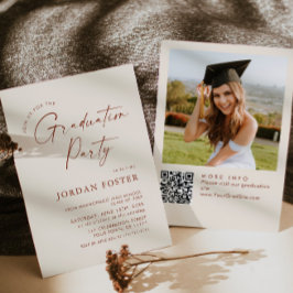 Invitación Elegante código QR del Partido de Graduación de FO