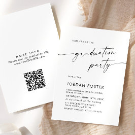 Invitación Elegante código QR del Partido de Graduación Minim