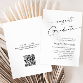 Invitación Elegante código QR del Partido de Graduación Minim