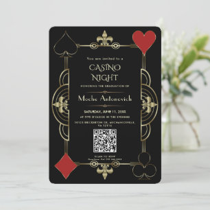 Invitación Elegante código QR Graduación nocturna del Casino 