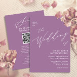 Invitación Elegante Código QR Mauve Todo En Un Boda Moderno<br><div class="desc">Elegante Código QR Mauve, Todo En Una Moderna Tarjeta De Invitación Simple A La Boda Minimalista Con Guión. Celebra tu día especial con esta elegante y hermosa tarjeta de invitación a la boda para embellecer tu ocasión especial. Todos los textos están preorganizados para que puedas personalizarlos fácil y rápidamente con...</div>