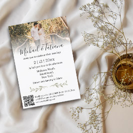Invitación elegante código qr mínimo boda de fotos rsvp