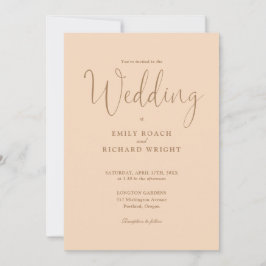Invitación Elegante Código QR Moderno Suave Melocotón Boda