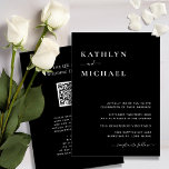 Invitación Elegante código QR negro todo en un Boda moderno<br><div class="desc">Elegante Tipografía Negra Oscura Moderna QR Código Todo En Una Tarjeta De Invitación De Boda Minimalista. Celebra tu día especial con esta elegante y hermosa tarjeta de invitación a la boda para embellecer tu ocasión especial. Todos los textos están preorganizados para que puedas personalizarlos fácil y rápidamente con tus propios...</div>