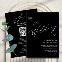 Elegante código QR negro todo en un Boda moderno