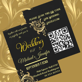 Invitación Elegante código QR para Personalizado negro y Boda