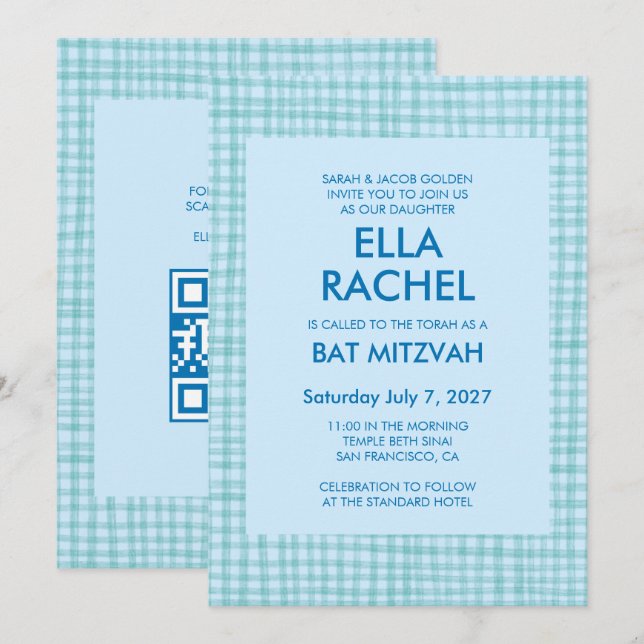 Invitación Elegante código QR personalizado moderno para Bar  (Anverso / Reverso)