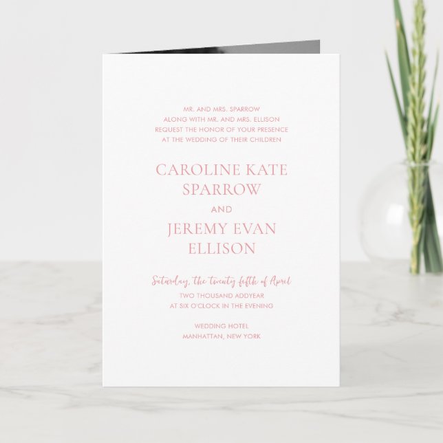 Invitación Elegante código QR rosa limpio Boda (Anverso)