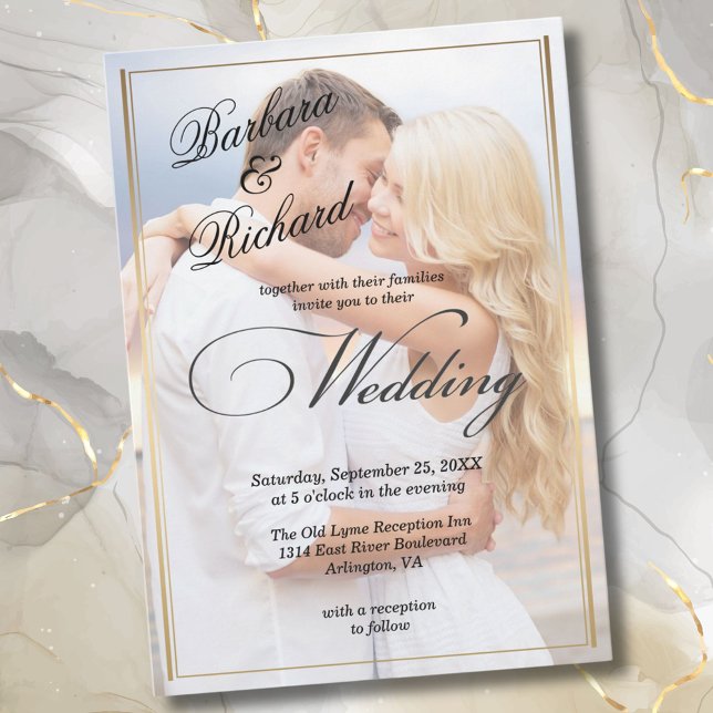 Invitación Elegante código QR RSVP Foto Boda moderno (Subido por el creador)