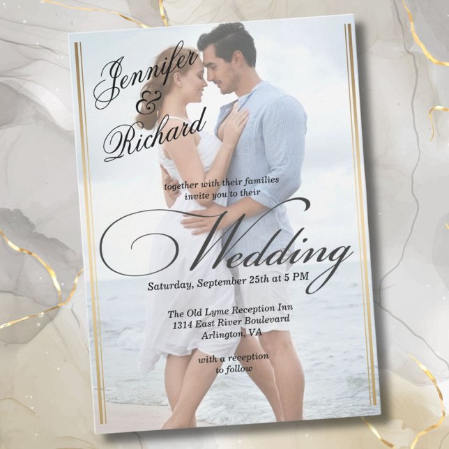 Invitación Elegante código QR RSVP Foto Boda moderno (Subido por el creador)