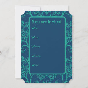 Invitación Elegante código QR Verde azulado de algas marinas 
