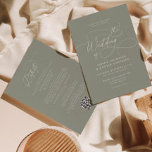 Elegante código QR verde sabio todo en un Boda