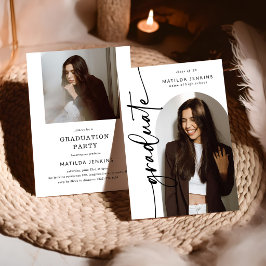 Invitación Elegante Colaje de Fotos de Graduación con Arco de