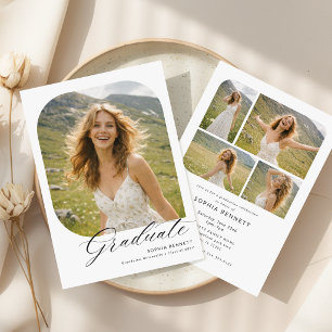 Invitación Elegante Colaje de Fotos Modernas de Graduación Fi