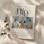 Invitación Elegante collage de fotos de CINCUENTA y tres cump<br><div class="desc">Acepte la belleza de cumplir cincuenta años con nuestras elegantes invitaciones de cumpleaños número 50. Nuestras invitaciones de lujo le permiten mostrar un collage de 3 fotos, perfecto para mostrar la evolución del niño/chica de cumpleaños a lo largo de los años. Con un llamativo tipo de letra y una plantilla...</div>