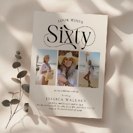 Invitación Elegante collage de fotos de SESTAD 3 por 60 cumpl