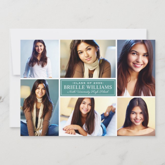 Invitación Elegante Collage de fotos del Partido Verde de Gra (Anverso)