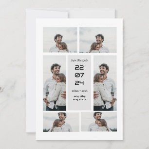 Invitación Elegante collage de fotos moderno gris para aviso 