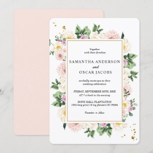 Invitación Elegante color agua Belleza Marco floral 