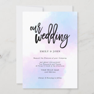 Invitación Elegante color azul/lagarto/Boda de escritura negr