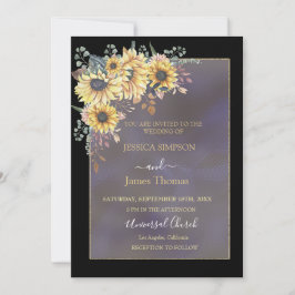 Invitación Elegante color de agua amarillo Sunflower Sunny