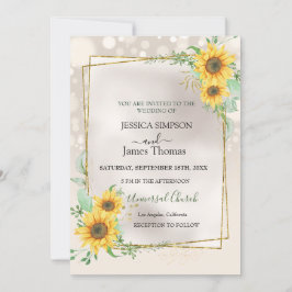 Invitación Elegante color de agua amarillo Sunflower Sunny