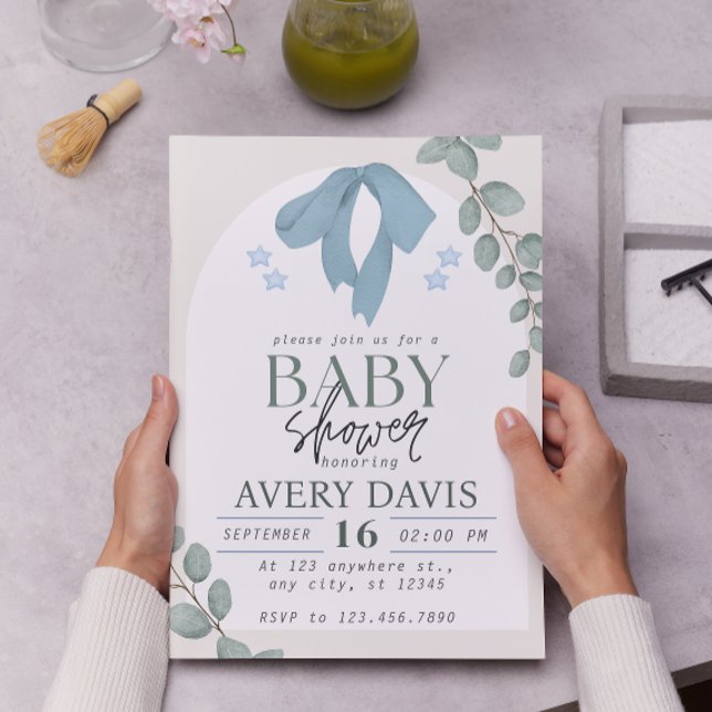 Invitación Elegante color de agua azul Baby Shower (Subido por el creador)