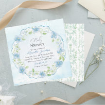 Elegante color de agua azul flores Baby Shower