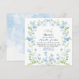 Invitación Elegante color de agua azul flores Baby Shower
