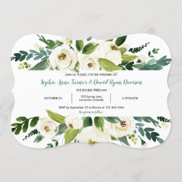 Invitación Elegante color de agua blanco Boda de marco floral