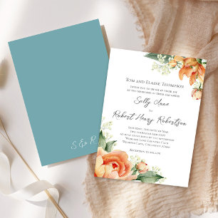 Invitación Elegante color de agua Boda Azul floral