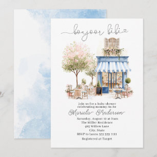 Invitación Elegante color de agua bonjoor bebe Baby Shower
