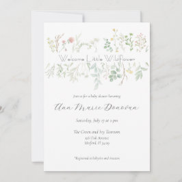 Invitación Elegante color de agua borde de flores silvestres 