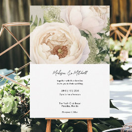 Invitación Elegante color de agua de flores blancas