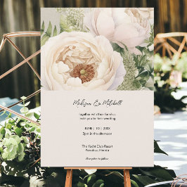 Invitación Elegante color de agua de flores blancas