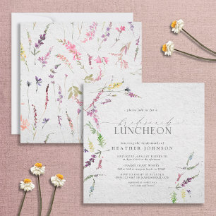 Invitación Elegante color de agua de flores silvestres Nocheo