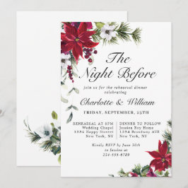 Invitación Elegante color de agua de la poinsettia roja REHEA